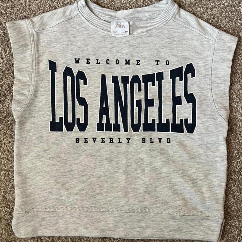 Zara Kids Los Angeles Knit Short Sleeve Sweatshirt Size 7 Girls